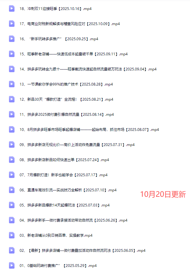 电霸学堂2025年拼多多电商运营教程冲刺双十一(价值4980元)