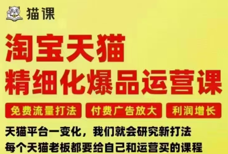 猫课子幽-淘宝天猫精细化爆品运营9月12-14杭州线下课(价值5980元)