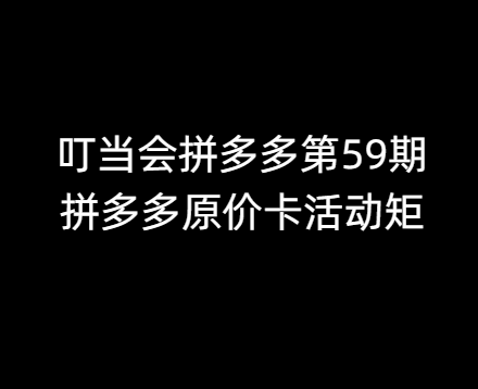 叮当会拼多多第59期：原价卡活动矩阵（赠送往期）2026年(价值4980元)