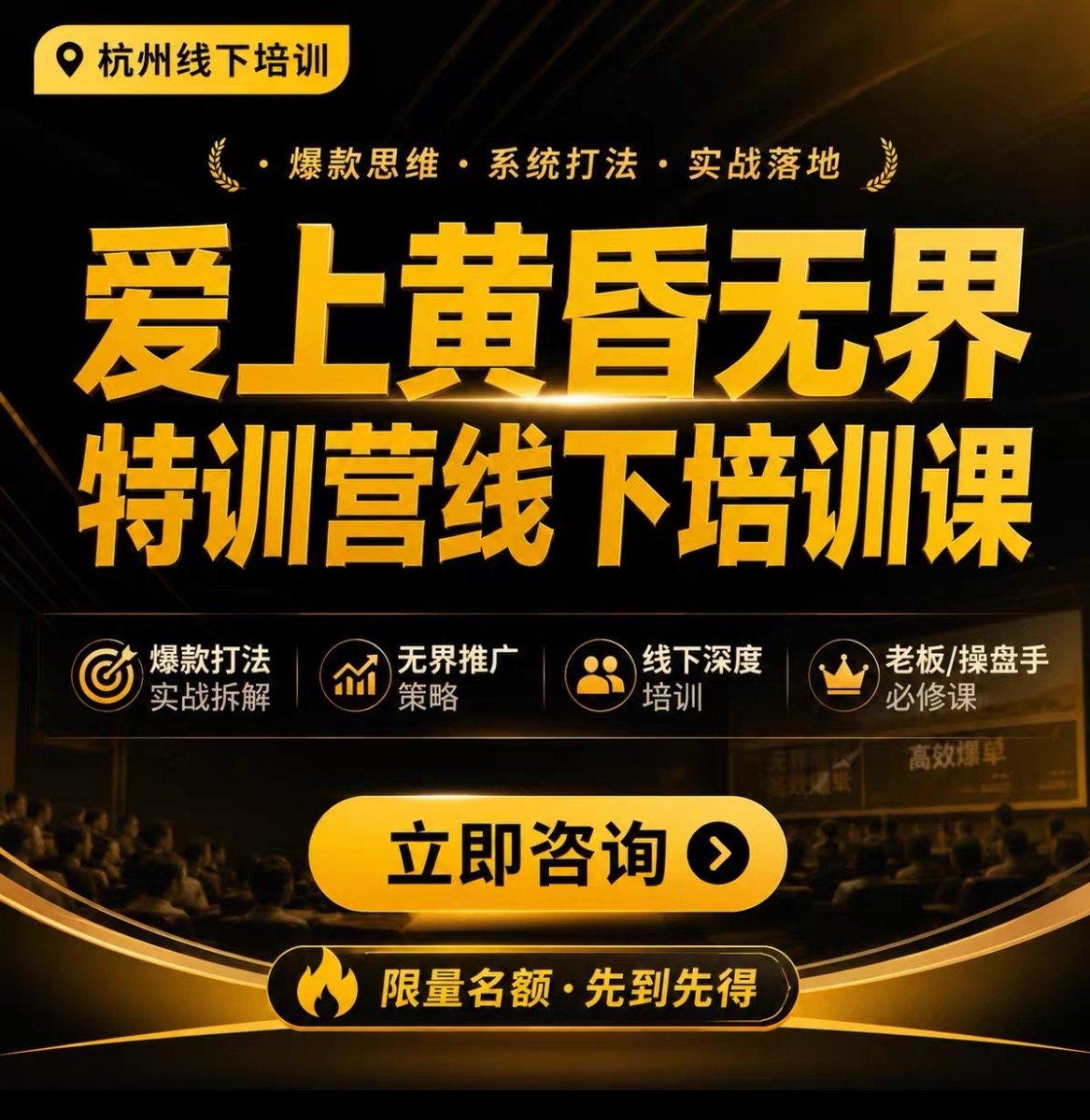 爱上黄昏无界特训营AI推广实战7月27-30杭州线下课(价值9800元)