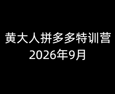 黄大人-拼多多特训营2026年9月13(价值3980元)